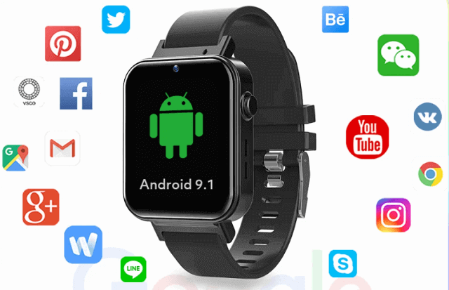 ROGBID KING 1.75 inch Screen 4G LTE Smart Watch Android 9.1OS  2GB+16GB(Black)